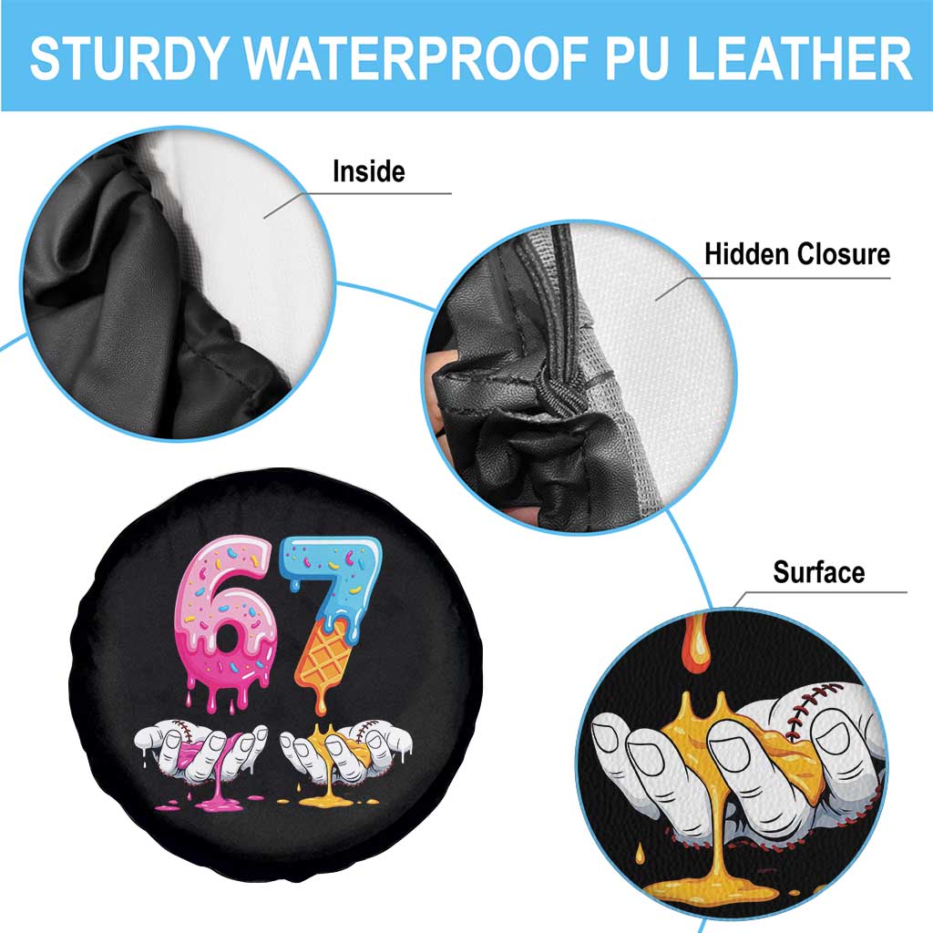 Funny 67 Six Seven Ice Cream Drip Spare Tire Cover Cool Meme 6 7 Funny Number Couple Matching Costume TS10 Print Your Wear