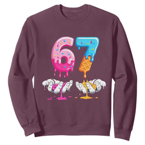Funny 67 Six Seven Ice Cream Drip Sweatshirt Cool Meme 6 7 Funny Number Couple Matching Costume TS10 Maroon Print Your Wear