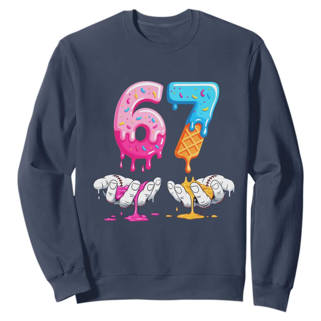Funny 67 Six Seven Ice Cream Drip Sweatshirt Cool Meme 6 7 Funny Number Couple Matching Costume TS10 Navy Print Your Wear