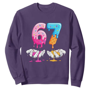 Funny 67 Six Seven Ice Cream Drip Sweatshirt Cool Meme 6 7 Funny Number Couple Matching Costume TS10 Purple Print Your Wear