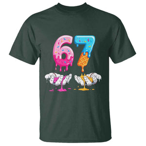 Funny 67 Six Seven Ice Cream Drip T Shirt Cool Meme 6 7 Funny Number Couple Matching Costume TS10 Dark Forest Green Print Your Wear