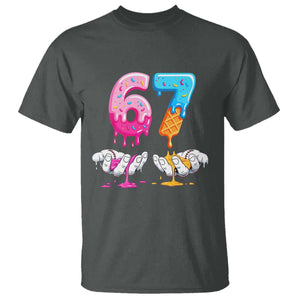Funny 67 Six Seven Ice Cream Drip T Shirt Cool Meme 6 7 Funny Number Couple Matching Costume TS10 Dark Heather Print Your Wear
