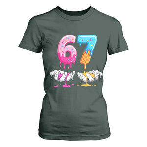 Funny 67 Six Seven Ice Cream Drip T Shirt For Women Cool Meme 6 7 Funny Number Couple Matching Costume TS10 Dark Forest Green Print Your Wear