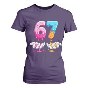 Funny 67 Six Seven Ice Cream Drip T Shirt For Women Cool Meme 6 7 Funny Number Couple Matching Costume TS10 Purple Print Your Wear