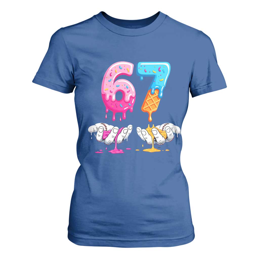 Funny 67 Six Seven Ice Cream Drip T Shirt For Women Cool Meme 6 7 Funny Number Couple Matching Costume TS10 Royal Blue Print Your Wear