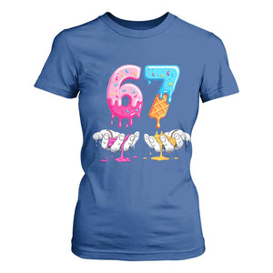 Funny 67 Six Seven Ice Cream Drip T Shirt For Women Cool Meme 6 7 Funny Number Couple Matching Costume TS10 Royal Blue Print Your Wear