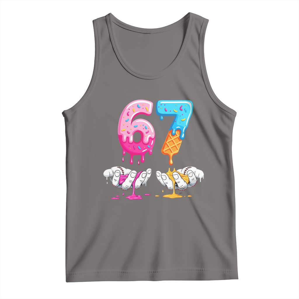 Funny 67 Six Seven Ice Cream Drip Tank Top Cool Meme 6 7 Funny Number Couple Matching Costume TS10 Deep Heather Print Your Wear