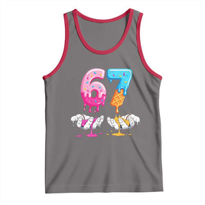 Funny 67 Six Seven Ice Cream Drip Tank Top Cool Meme 6 7 Funny Number Couple Matching Costume TS10 Deep Heather Red Print Your Wear