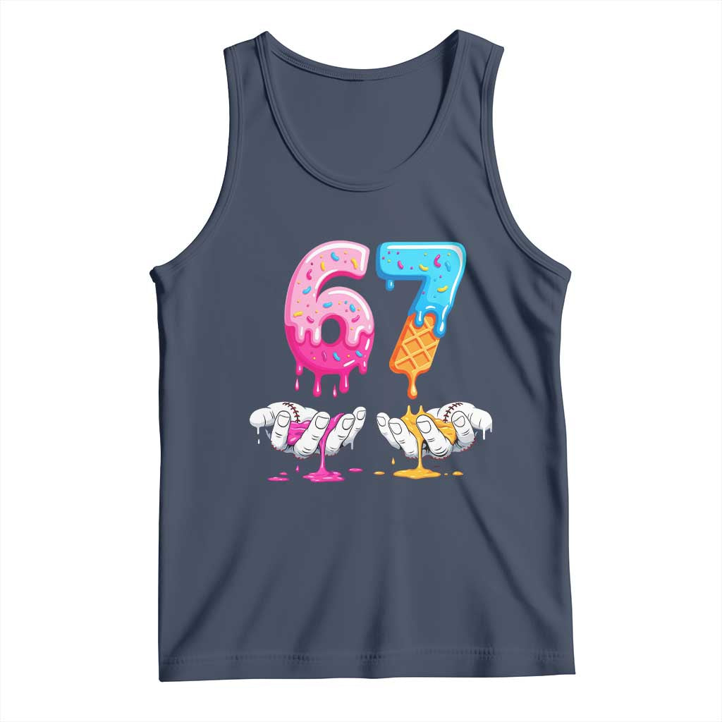 Funny 67 Six Seven Ice Cream Drip Tank Top Cool Meme 6 7 Funny Number Couple Matching Costume TS10 Navy Print Your Wear
