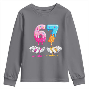 Funny 67 Six Seven Ice Cream Drip Youth Sweatshirt Cool Meme 6 7 Funny Number Couple Matching Costume TS10 Charcoal Print Your Wear