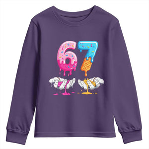 Funny 67 Six Seven Ice Cream Drip Youth Sweatshirt Cool Meme 6 7 Funny Number Couple Matching Costume TS10 Purple Print Your Wear