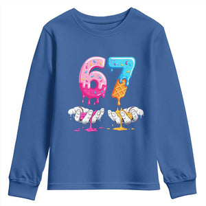 Funny 67 Six Seven Ice Cream Drip Youth Sweatshirt Cool Meme 6 7 Funny Number Couple Matching Costume TS10 Royal Blue Print Your Wear