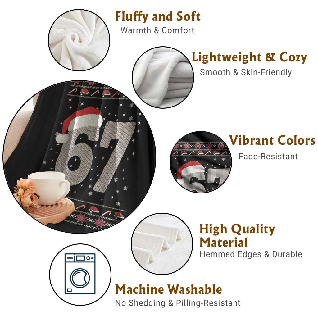 Funny Six Seven 6 7 Meme Ugly Christmas Throw Blanket Gen Alpha Slang TS10 Print Your Wear