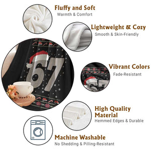 Funny Six Seven 6 7 Meme Ugly Christmas Throw Blanket Gen Alpha Slang TS10 Print Your Wear