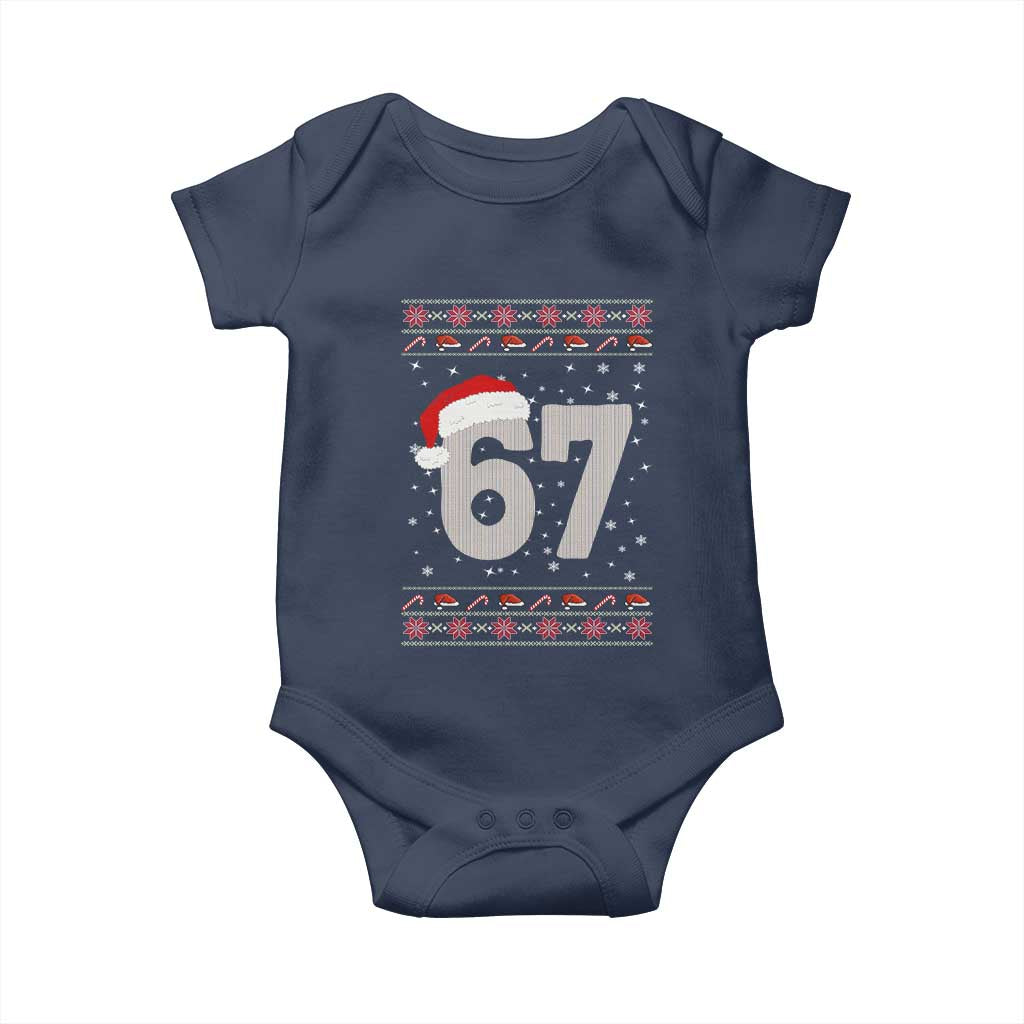 Funny Six Seven 6 7 Meme Ugly Christmas Baby Onesie Gen Alpha Slang TS10 Navy Print Your Wear