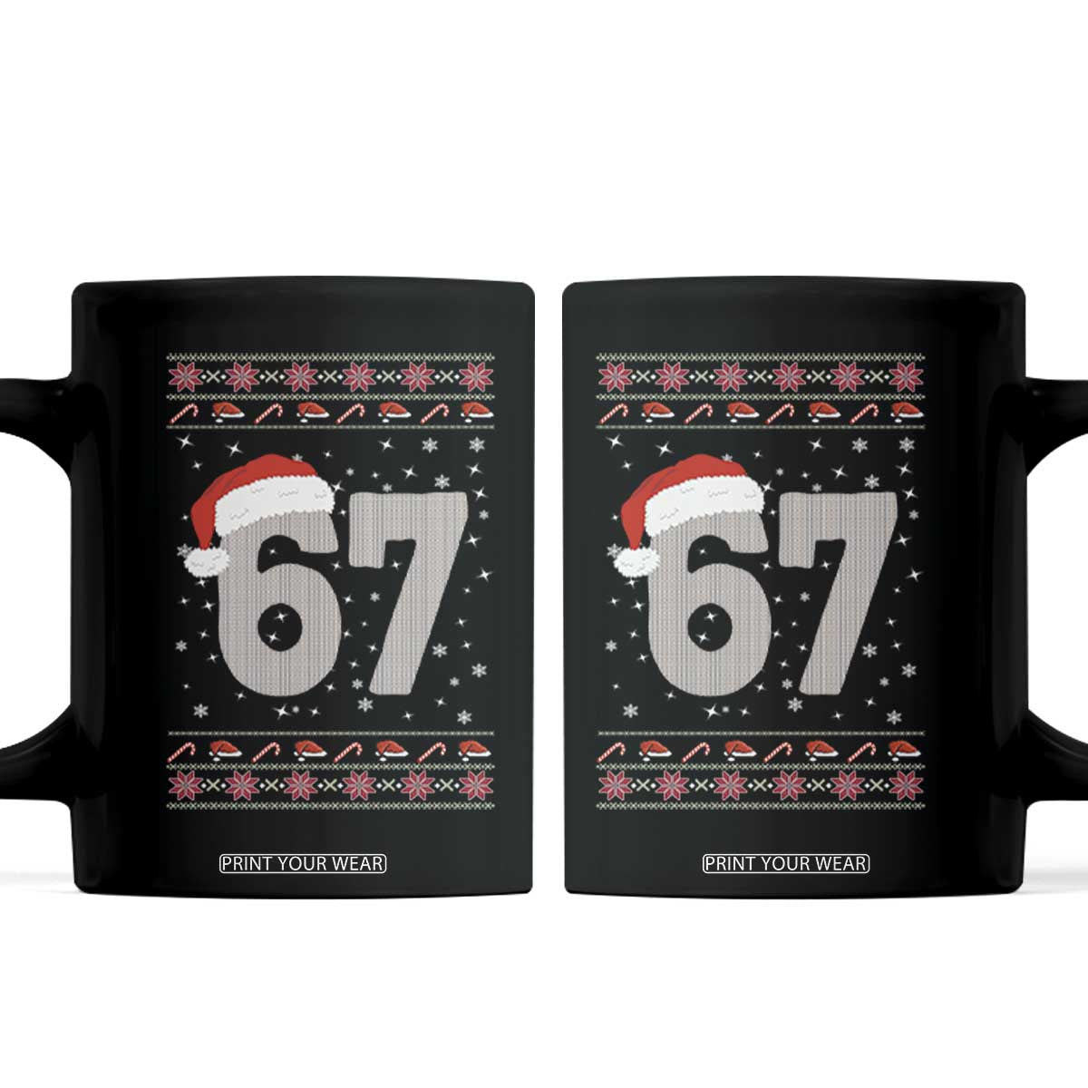 Funny Six Seven 6 7 Meme Ugly Christmas Coffee Mug Gen Alpha Slang TS10 Black Print Your Wear