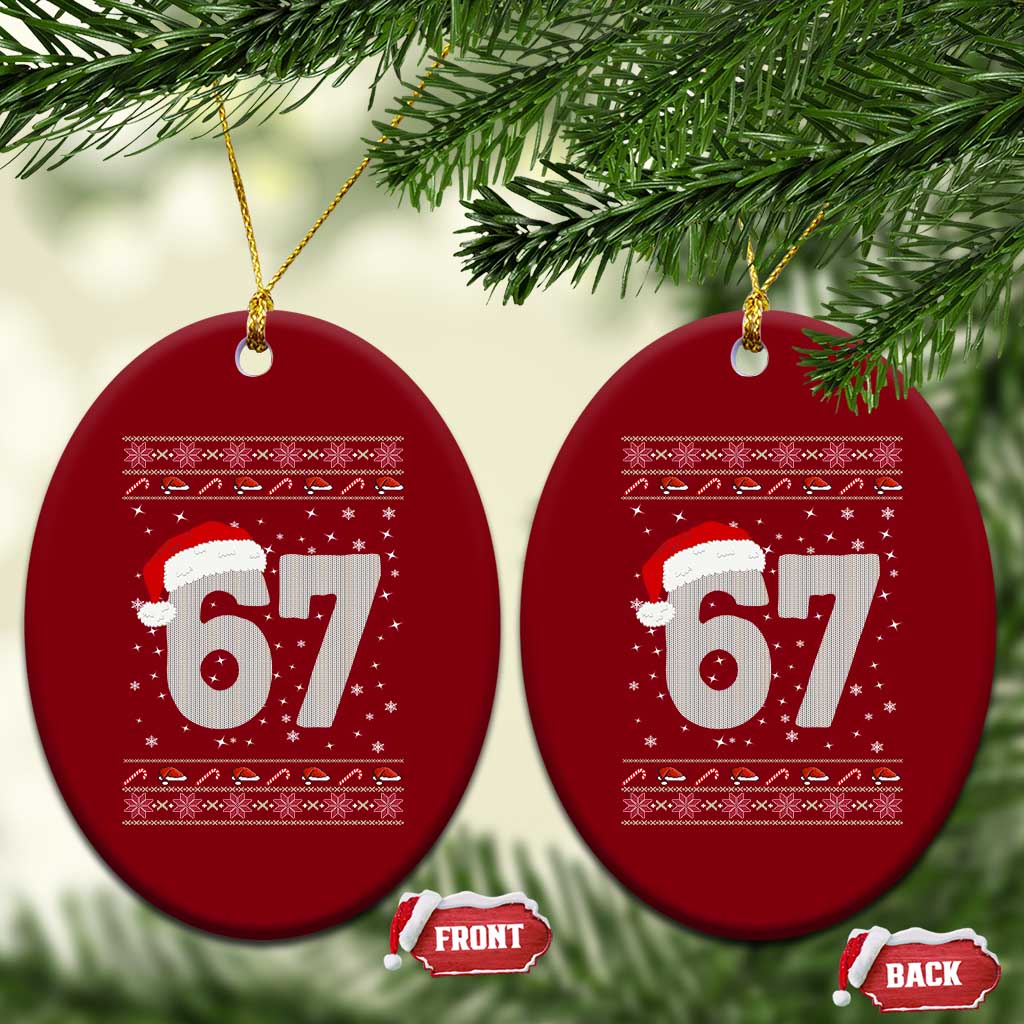Funny Six Seven 6 7 Meme Ugly Christmas Ceramic Ornament Gen Alpha Slang TS10 Print Your Wear