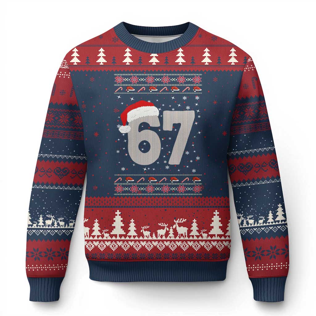 Funny Six Seven 6 7 Meme Ugly Xmas Ugly Christmas Sweater Gen Alpha Slang TS10 Navy Red Print Your Wear