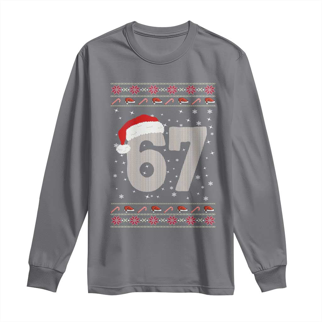 Funny Six Seven 6 7 Meme Ugly Christmas Long Sleeve Shirt Gen Alpha Slang TS10 Charcoal Print Your Wear