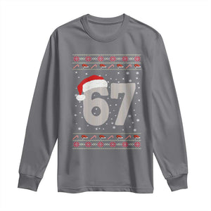 Funny Six Seven 6 7 Meme Ugly Christmas Long Sleeve Shirt Gen Alpha Slang TS10 Charcoal Print Your Wear