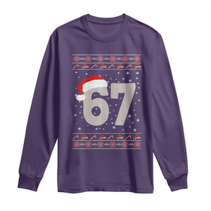 Funny Six Seven 6 7 Meme Ugly Christmas Long Sleeve Shirt Gen Alpha Slang TS10 Purple Print Your Wear