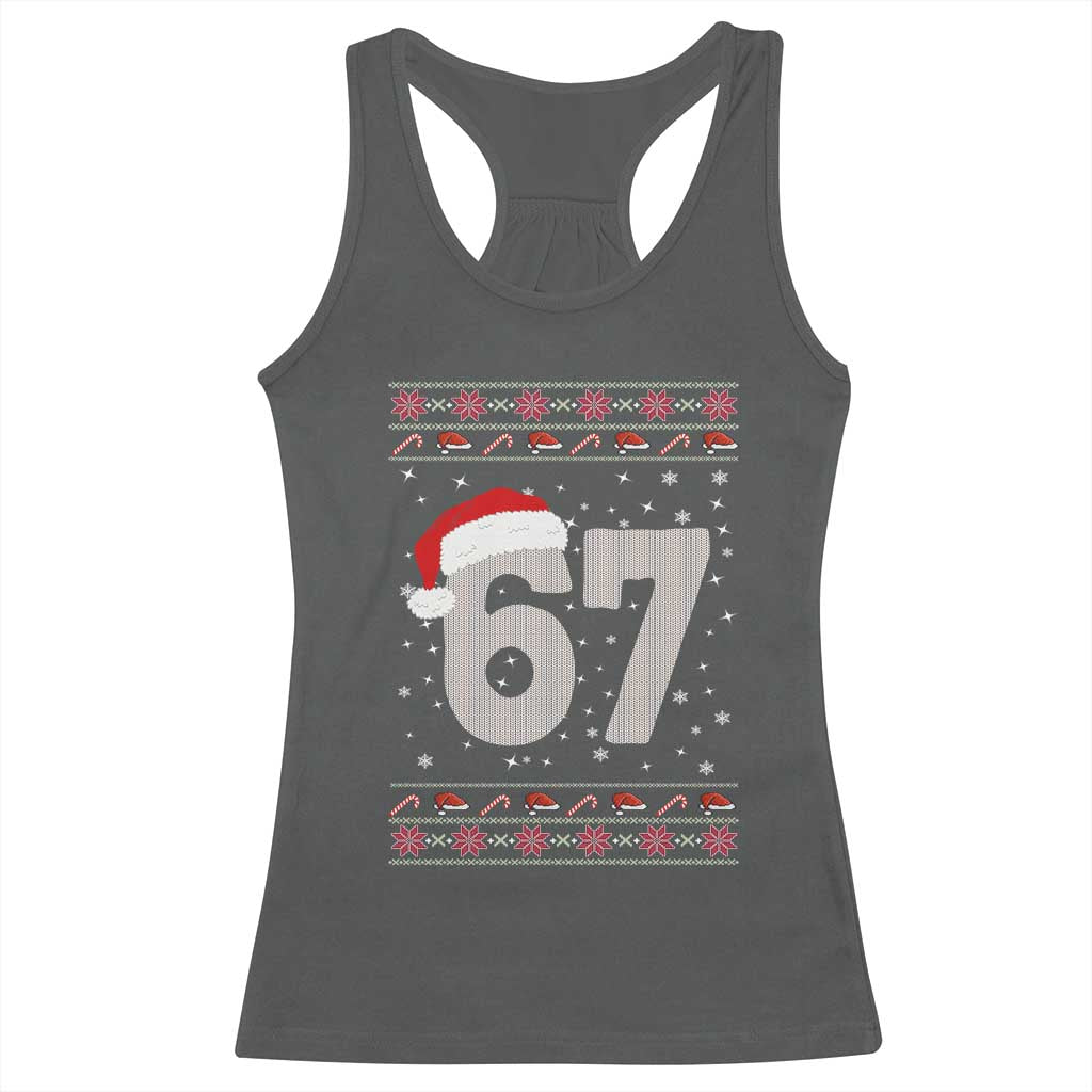Funny Six Seven 6 7 Meme Ugly Christmas Racerback Tank Top Gen Alpha Slang TS10 Dark Heather Print Your Wear