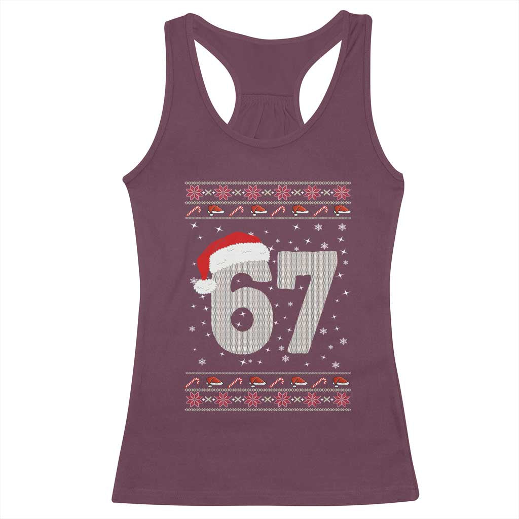Funny Six Seven 6 7 Meme Ugly Christmas Racerback Tank Top Gen Alpha Slang TS10 Maroon Print Your Wear