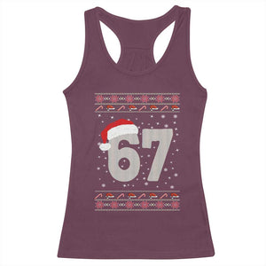 Funny Six Seven 6 7 Meme Ugly Christmas Racerback Tank Top Gen Alpha Slang TS10 Maroon Print Your Wear