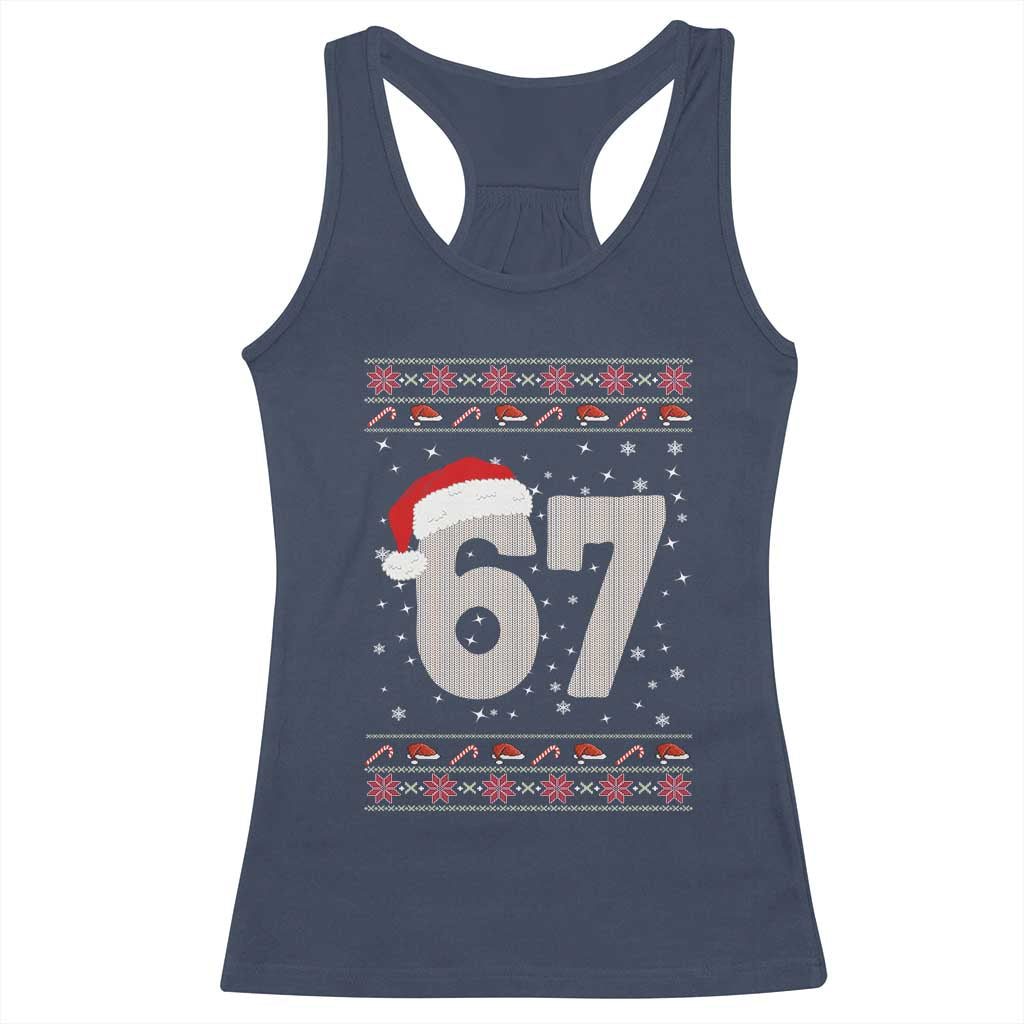 Funny Six Seven 6 7 Meme Ugly Christmas Racerback Tank Top Gen Alpha Slang TS10 Navy Print Your Wear