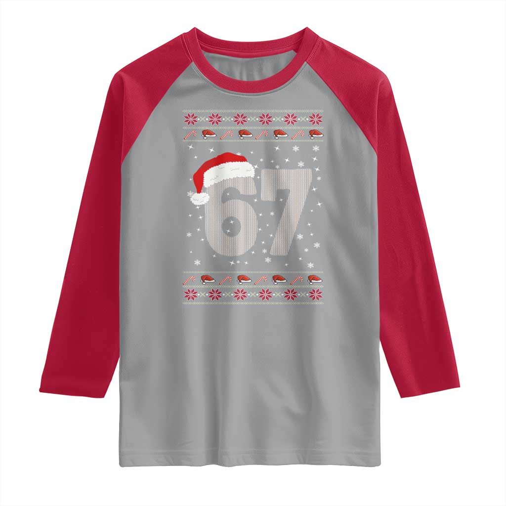 Funny Six Seven 6 7 Meme Ugly Christmas Raglan Shirt Gen Alpha Slang TS10 Sport Gray Red Print Your Wear