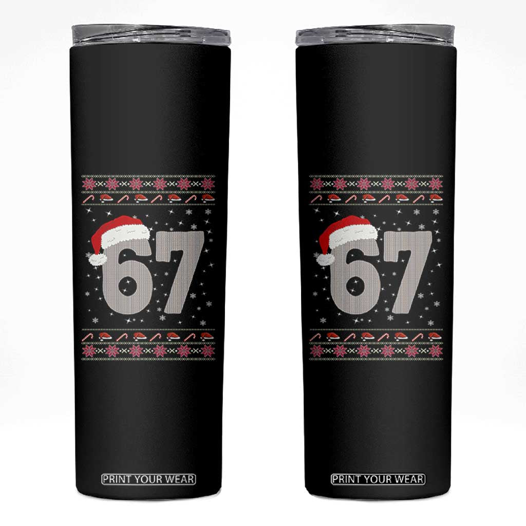 Funny Six Seven 6 7 Meme Ugly Christmas Skinny Tumbler Gen Alpha Slang TS10 Black Print Your Wear