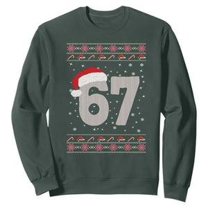 Funny Six Seven 6 7 Meme Ugly Christmas Sweatshirt Gen Alpha Slang TS10 Dark Forest Green Print Your Wear