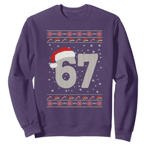 Funny Six Seven 6 7 Meme Ugly Christmas Sweatshirt Gen Alpha Slang TS10 Purple Print Your Wear