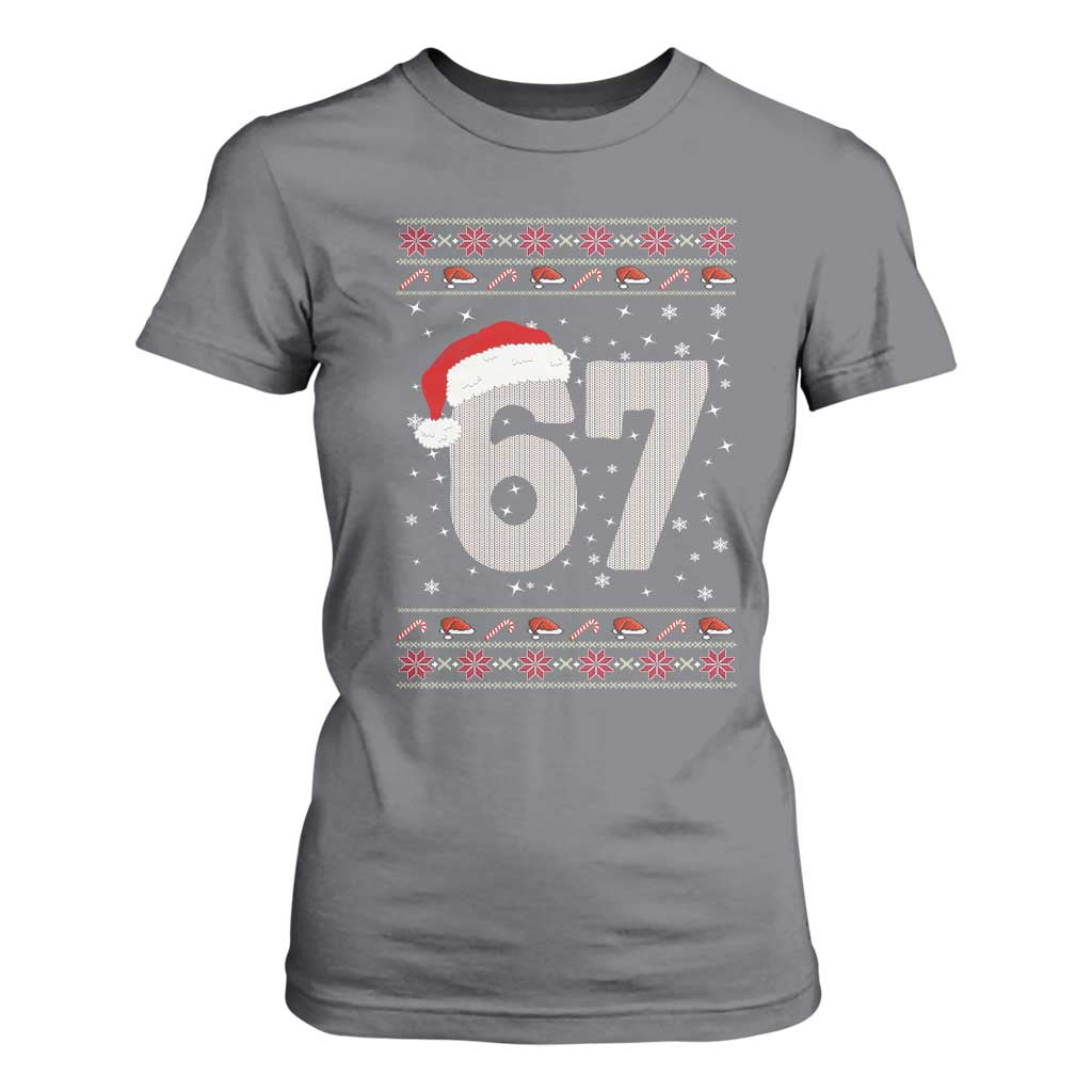 Funny Six Seven 6 7 Meme Ugly Christmas T Shirt For Women Gen Alpha Slang TS10 Charcoal Print Your Wear