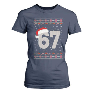 Funny Six Seven 6 7 Meme Ugly Christmas T Shirt For Women Gen Alpha Slang TS10 Navy Print Your Wear
