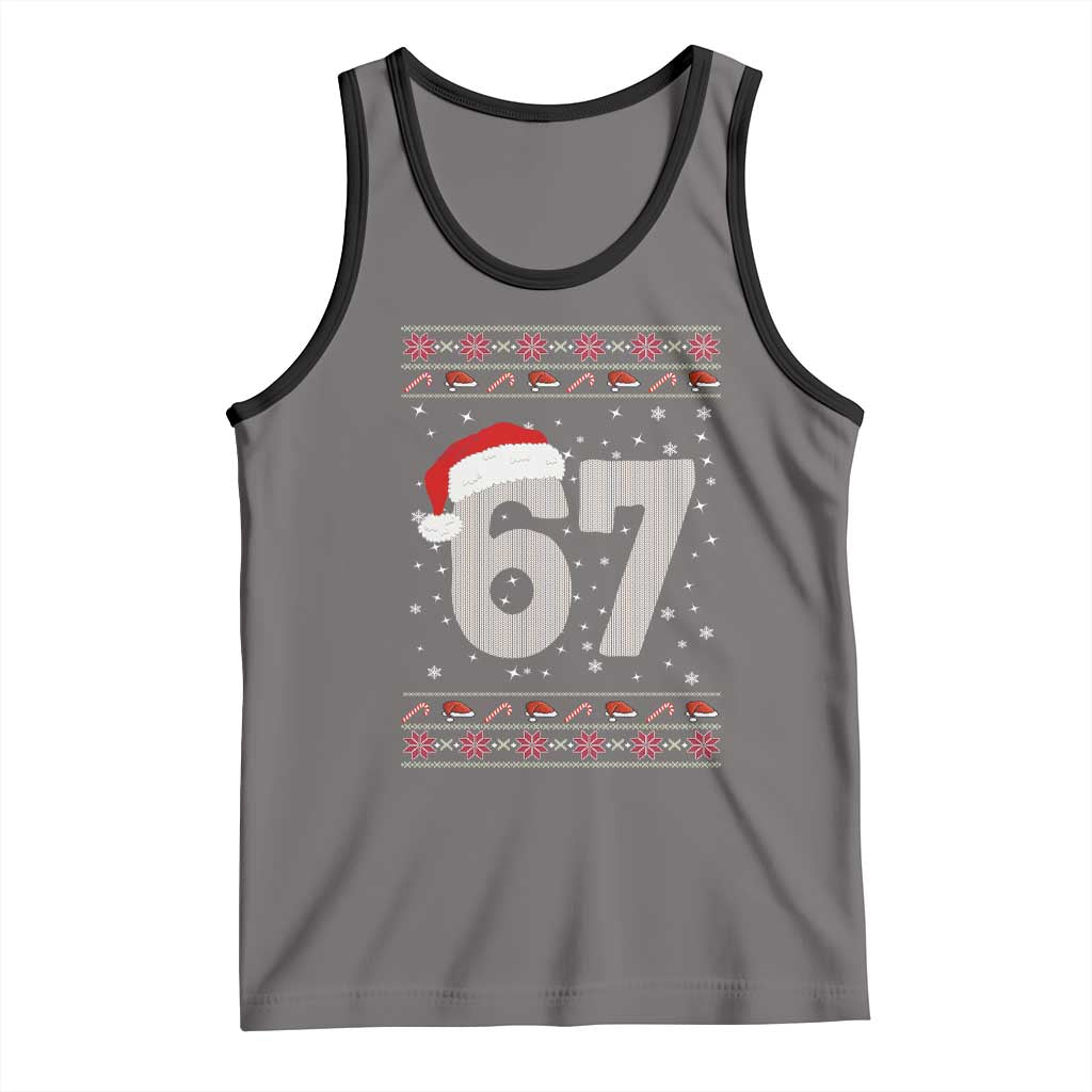 Funny Six Seven 6 7 Meme Ugly Christmas Tank Top Gen Alpha Slang TS10 Deep Heather Black Print Your Wear
