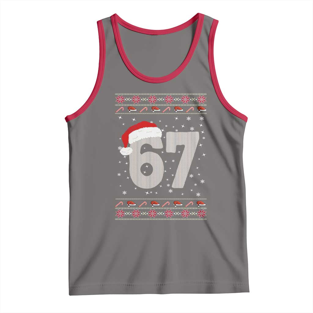 Funny Six Seven 6 7 Meme Ugly Christmas Tank Top Gen Alpha Slang TS10 Deep Heather Red Print Your Wear