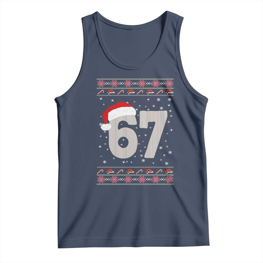 Funny Six Seven 6 7 Meme Ugly Christmas Tank Top Gen Alpha Slang TS10 Navy Print Your Wear