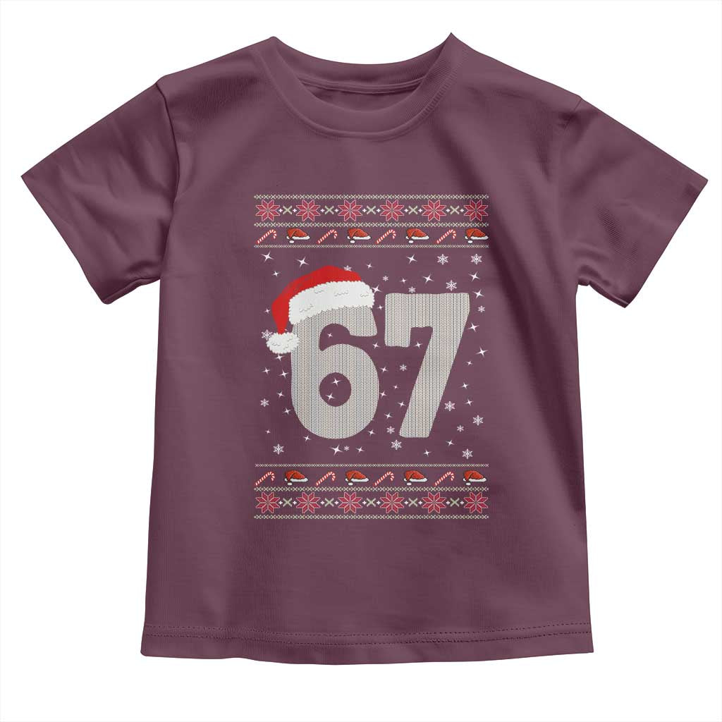 Funny Six Seven 6 7 Meme Ugly Christmas Toddler T Shirt Gen Alpha Slang TS10 Maroon Print Your Wear