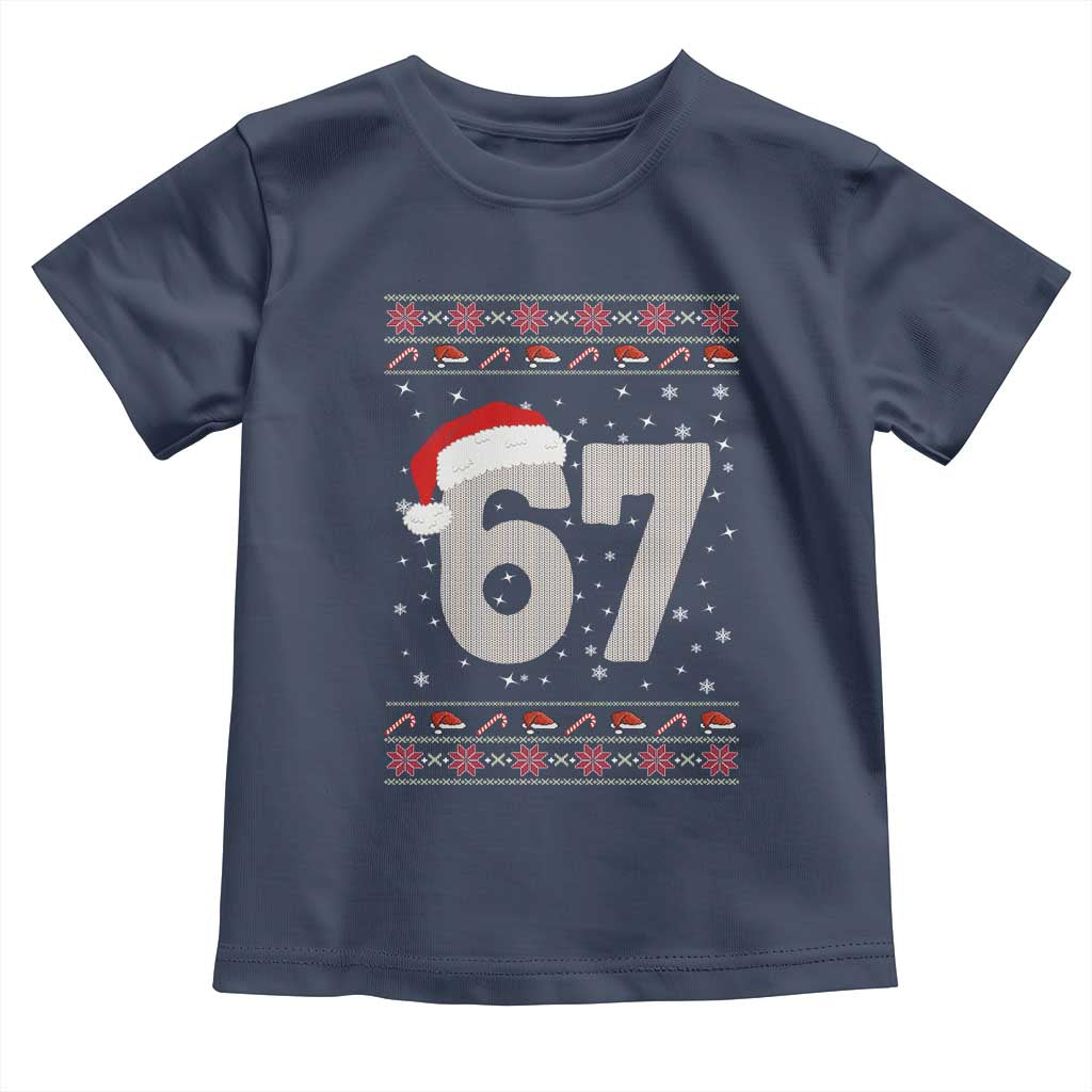 Funny Six Seven 6 7 Meme Ugly Christmas Toddler T Shirt Gen Alpha Slang TS10 Navy Print Your Wear