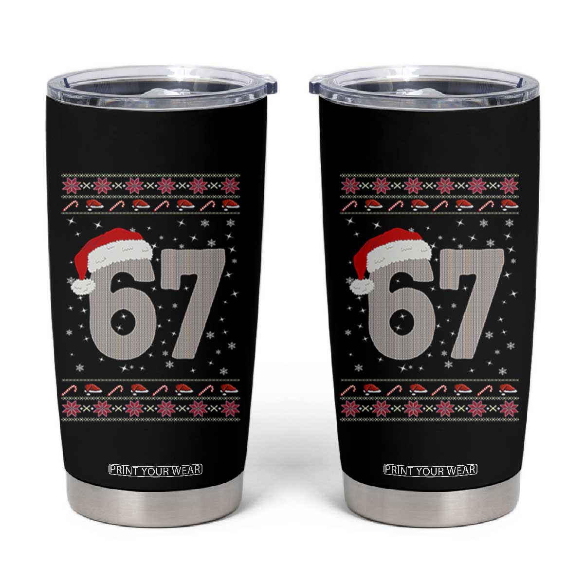 Funny Six Seven 6 7 Meme Ugly Christmas Tumbler Cup Gen Alpha Slang TS10 Black Print Your Wear