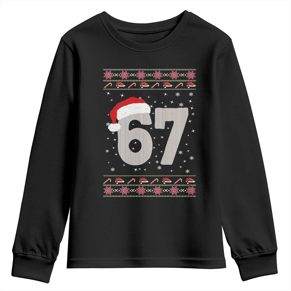 Funny Six Seven 6 7 Meme Ugly Christmas Youth Sweatshirt Gen Alpha Slang TS10 Black Print Your Wear