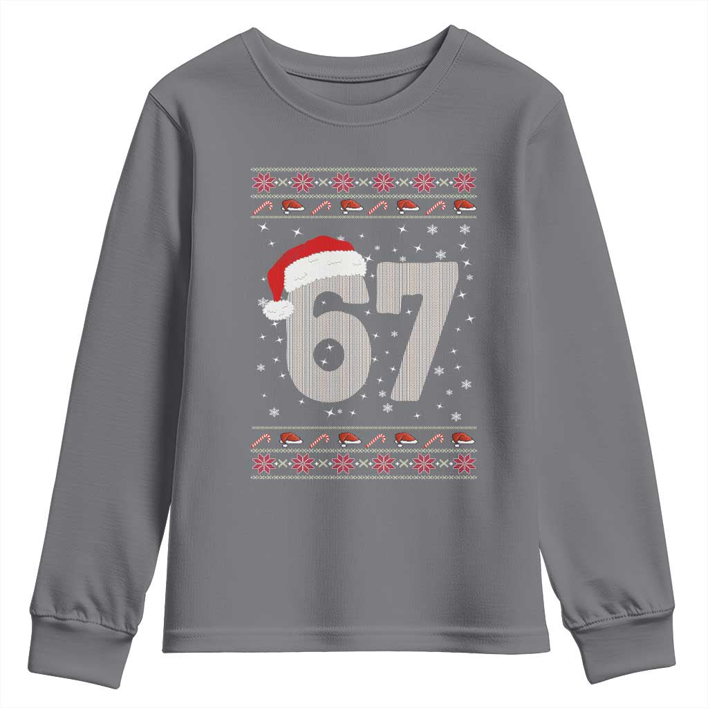 Funny Six Seven 6 7 Meme Ugly Christmas Youth Sweatshirt Gen Alpha Slang TS10 Charcoal Print Your Wear