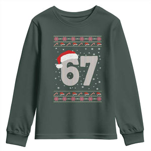 Funny Six Seven 6 7 Meme Ugly Christmas Youth Sweatshirt Gen Alpha Slang TS10 Dark Forest Green Print Your Wear