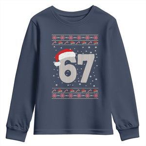 Funny Six Seven 6 7 Meme Ugly Christmas Youth Sweatshirt Gen Alpha Slang TS10 Navy Print Your Wear