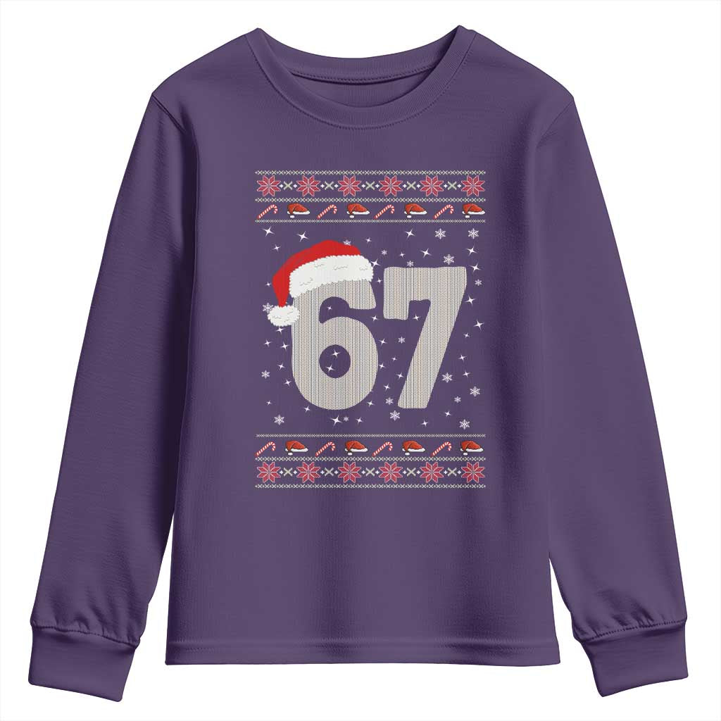 Funny Six Seven 6 7 Meme Ugly Christmas Youth Sweatshirt Gen Alpha Slang TS10 Purple Print Your Wear