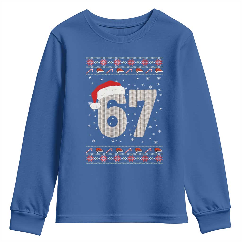 Funny Six Seven 6 7 Meme Ugly Christmas Youth Sweatshirt Gen Alpha Slang TS10 Royal Blue Print Your Wear