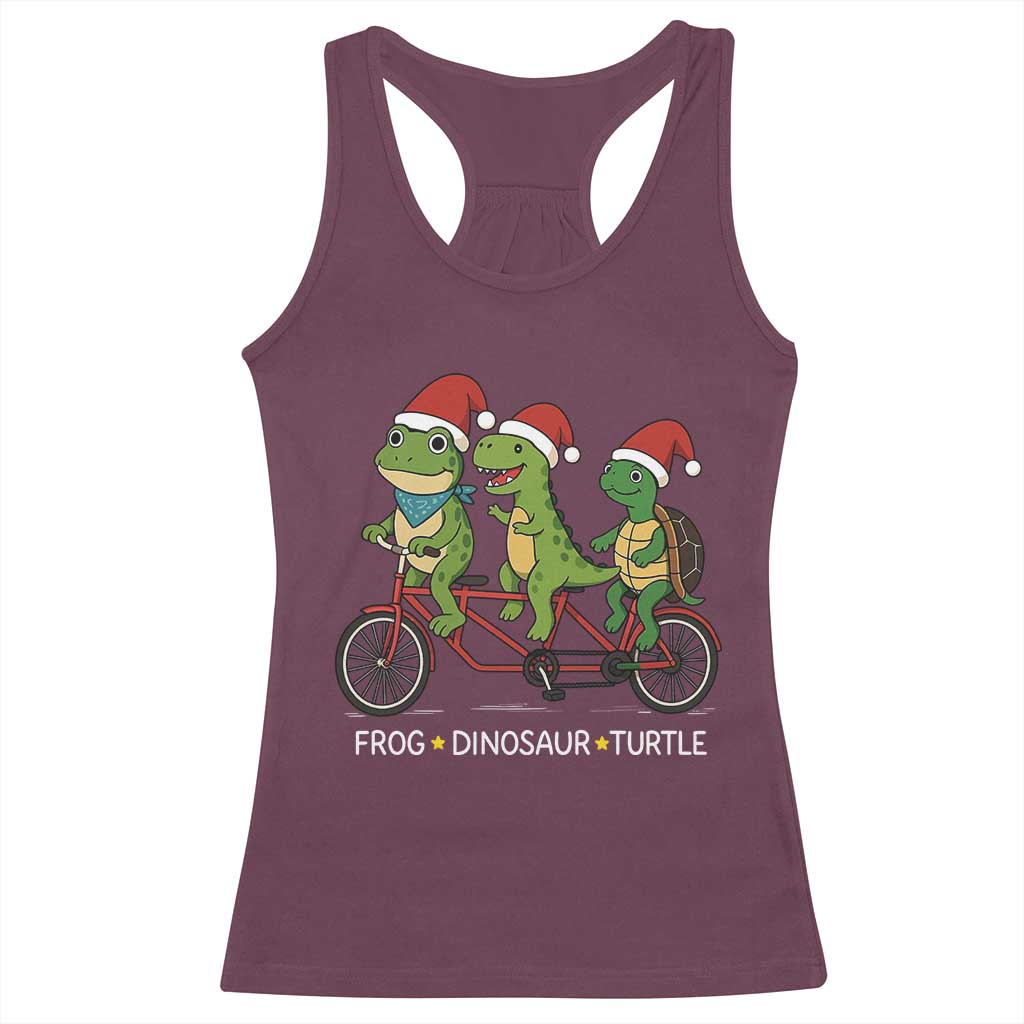 Subtle FDT Christmas Racerback Tank Top Frog Dinosaur Turtle Political Satire TS10 Maroon Print Your Wear