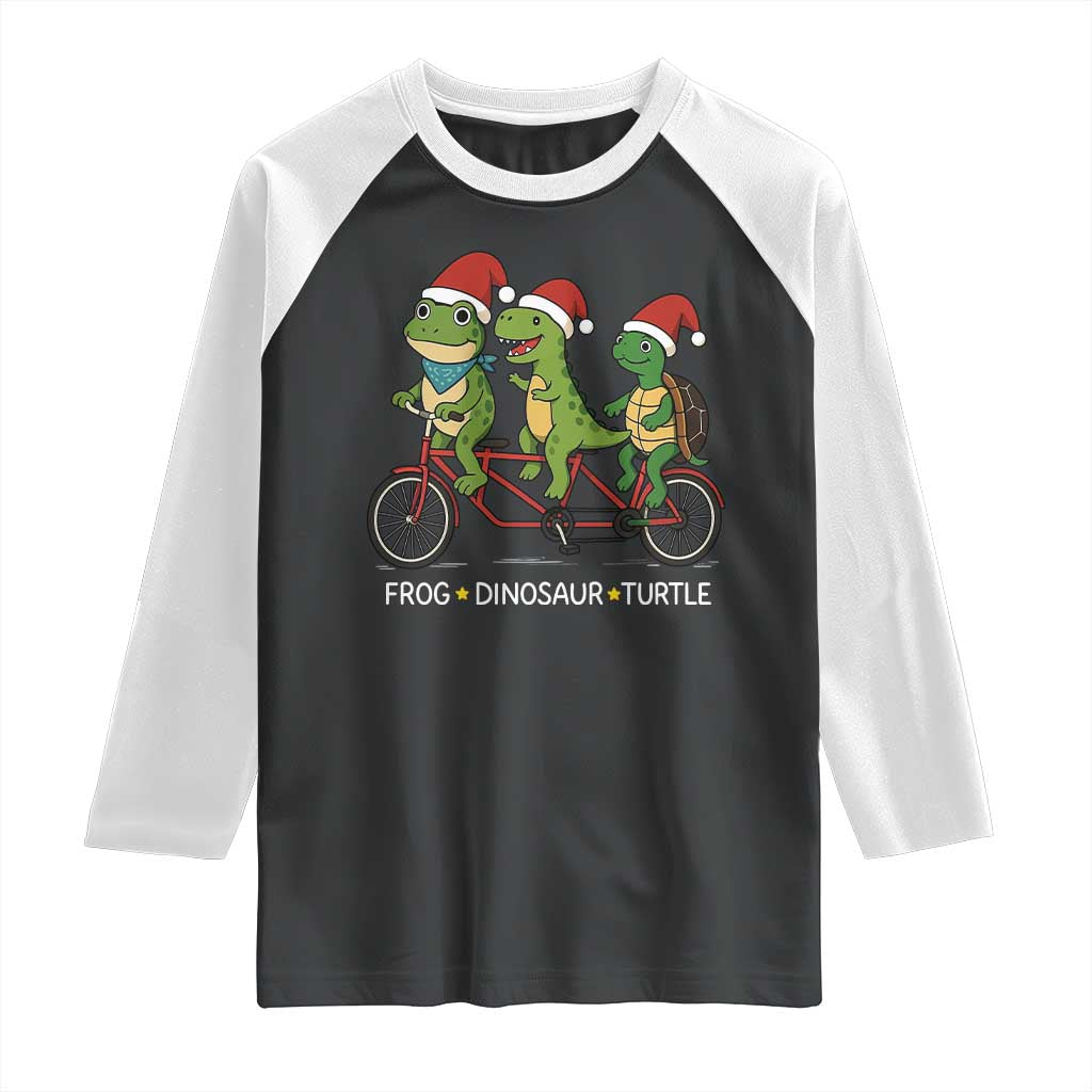 Subtle FDT Christmas Raglan Shirt Frog Dinosaur Turtle Political Satire - Print Your Wear