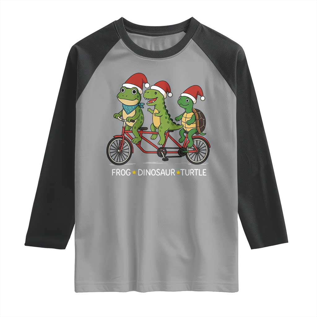 Subtle FDT Christmas Raglan Shirt Frog Dinosaur Turtle Political Satire TS10 Sport Gray Black Print Your Wear